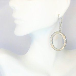 Elegant Round Halo Pendant & Circle Drop Earrings Jewelry Gift Set